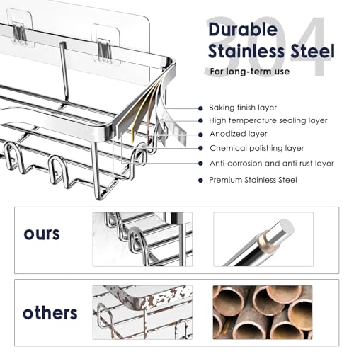 Adhesive Rustproof Stainless Steel Shower Caddy 2 Pack M22647