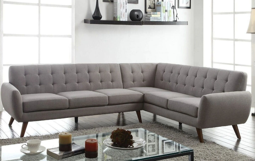 Light Gray Fabric 2pc Sectional Sofa W93590