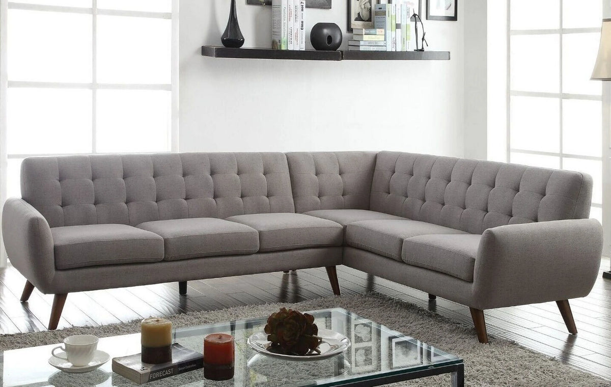 Light Gray Fabric 2pc Sectional Sofa W93590