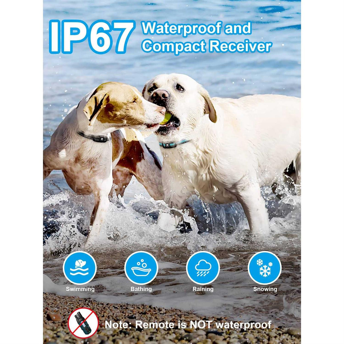 Dog Shock Collar 2 Dogs 3300 ft Waterproof Rechargeable Remote E10949