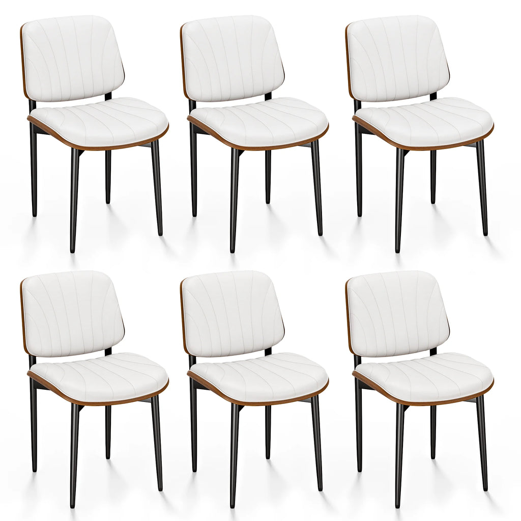 White Set of 6 Faux Leather Dining Chairs T954
