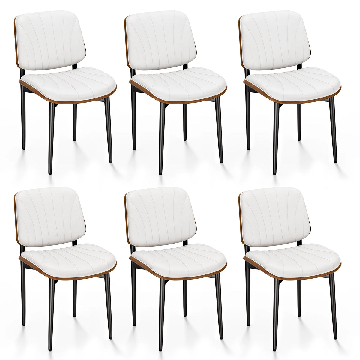 White Set of 6 Faux Leather Dining Chairs T954