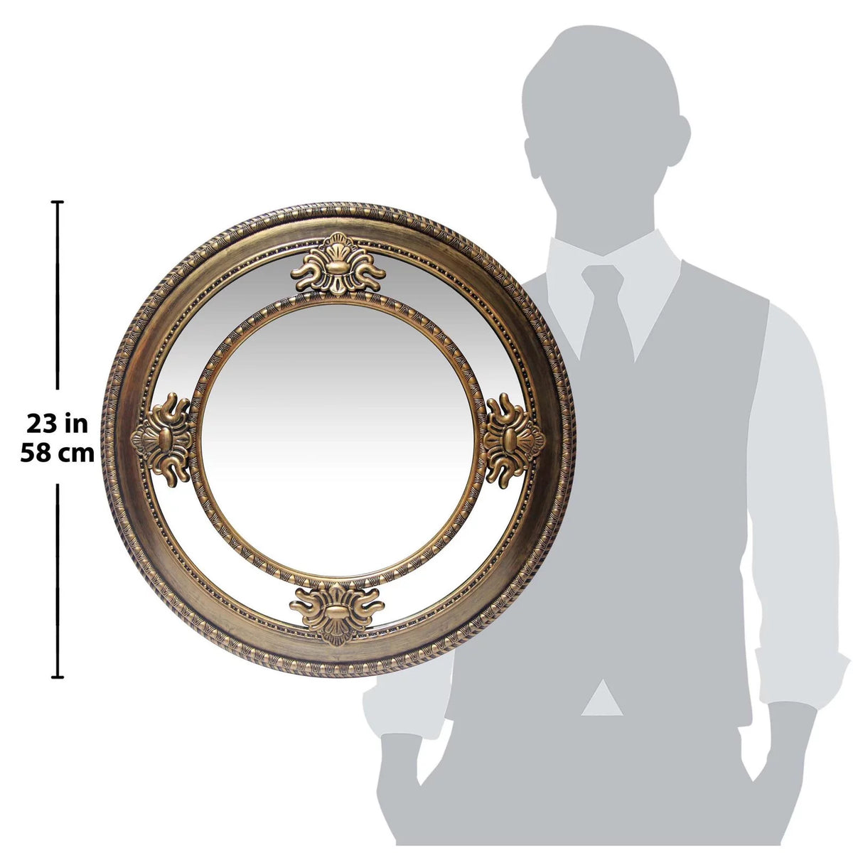 Antique Silver Round Wall Mirror S925