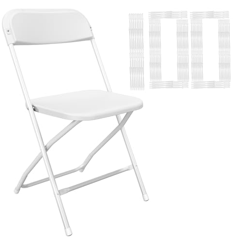 White 10 Pack Plastic Folding Chairs with Steel Frame P8613