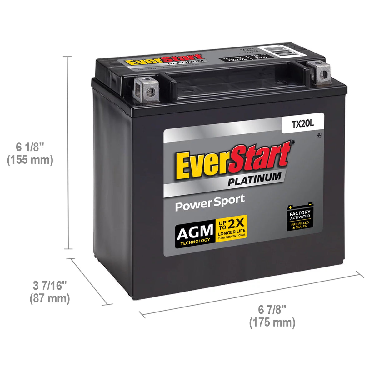 AGM Power Sport Battery Group Size TX20L 12 Volt 310 CCA C51816