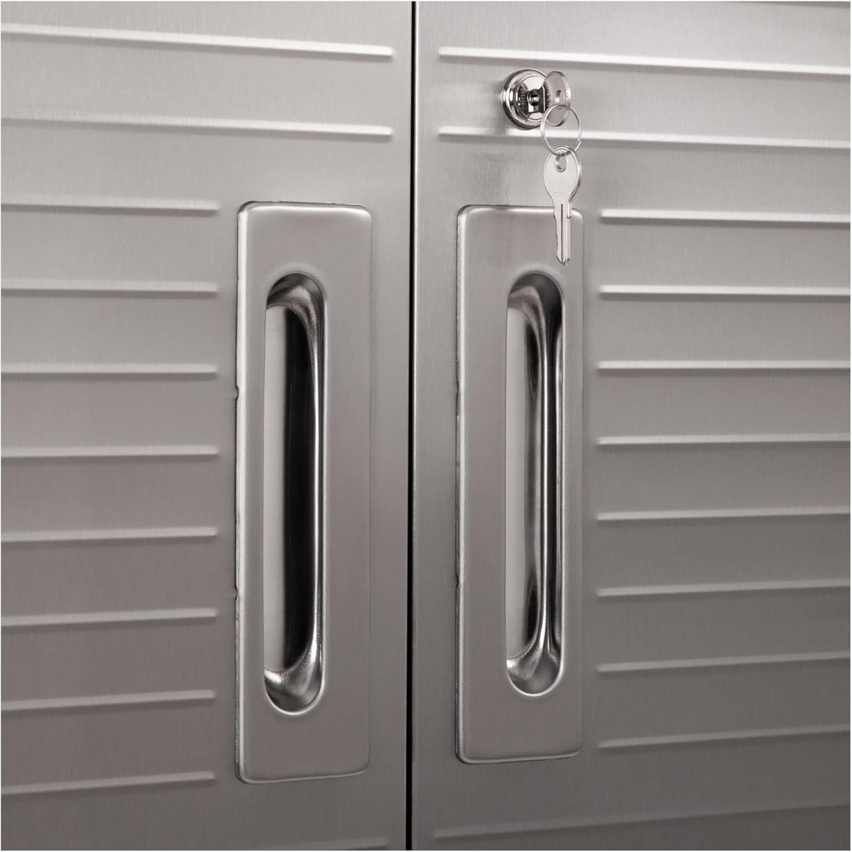 2-Piece Heavy Duty Solid Steel 2-Door Lockable Wall Storage Cabinet Set, 36" W x 18" D x 90.5" H, White R165
