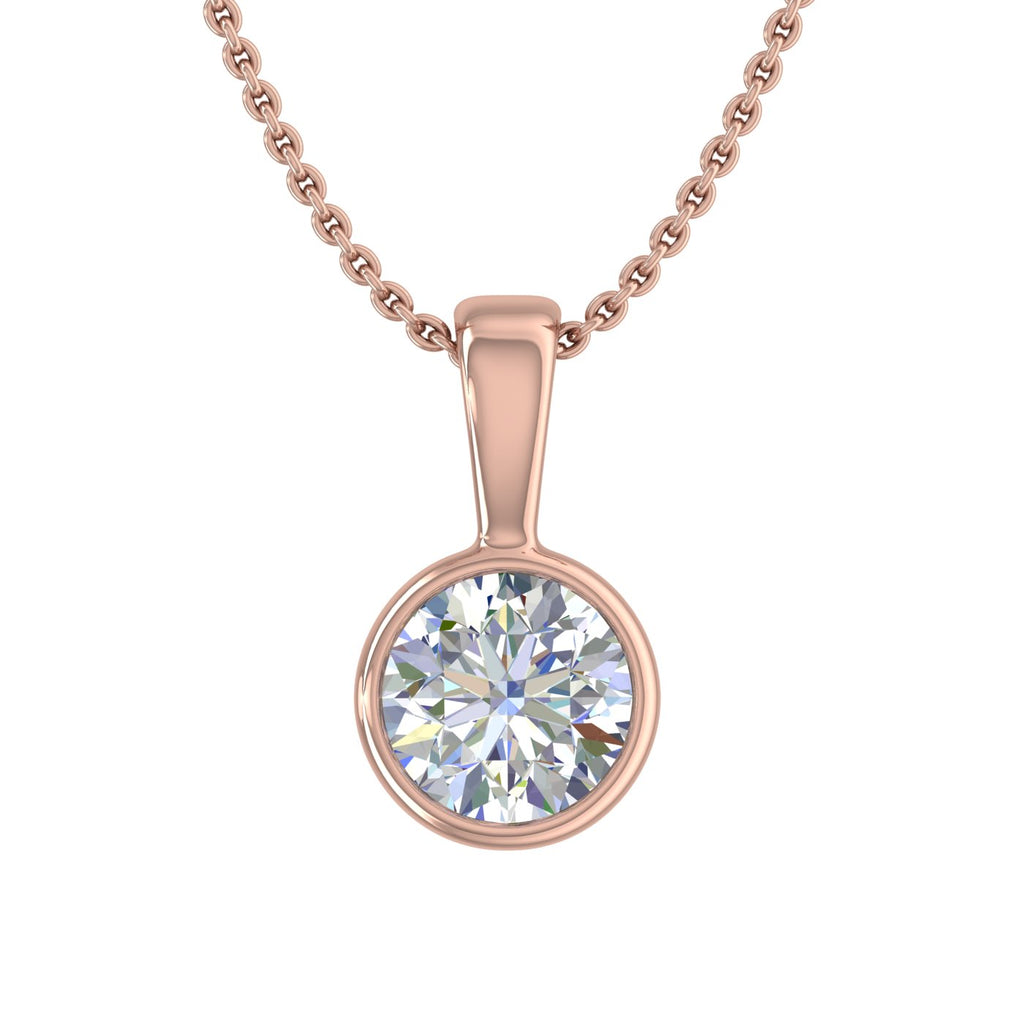 14K Rose Gold Diamond Solitaire Pendant Necklace R4443