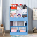Blue Wooden 6 Layer Fabric Sling Bookcase N413155