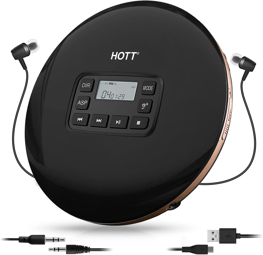 Portable CD Player with Headphones Black D176