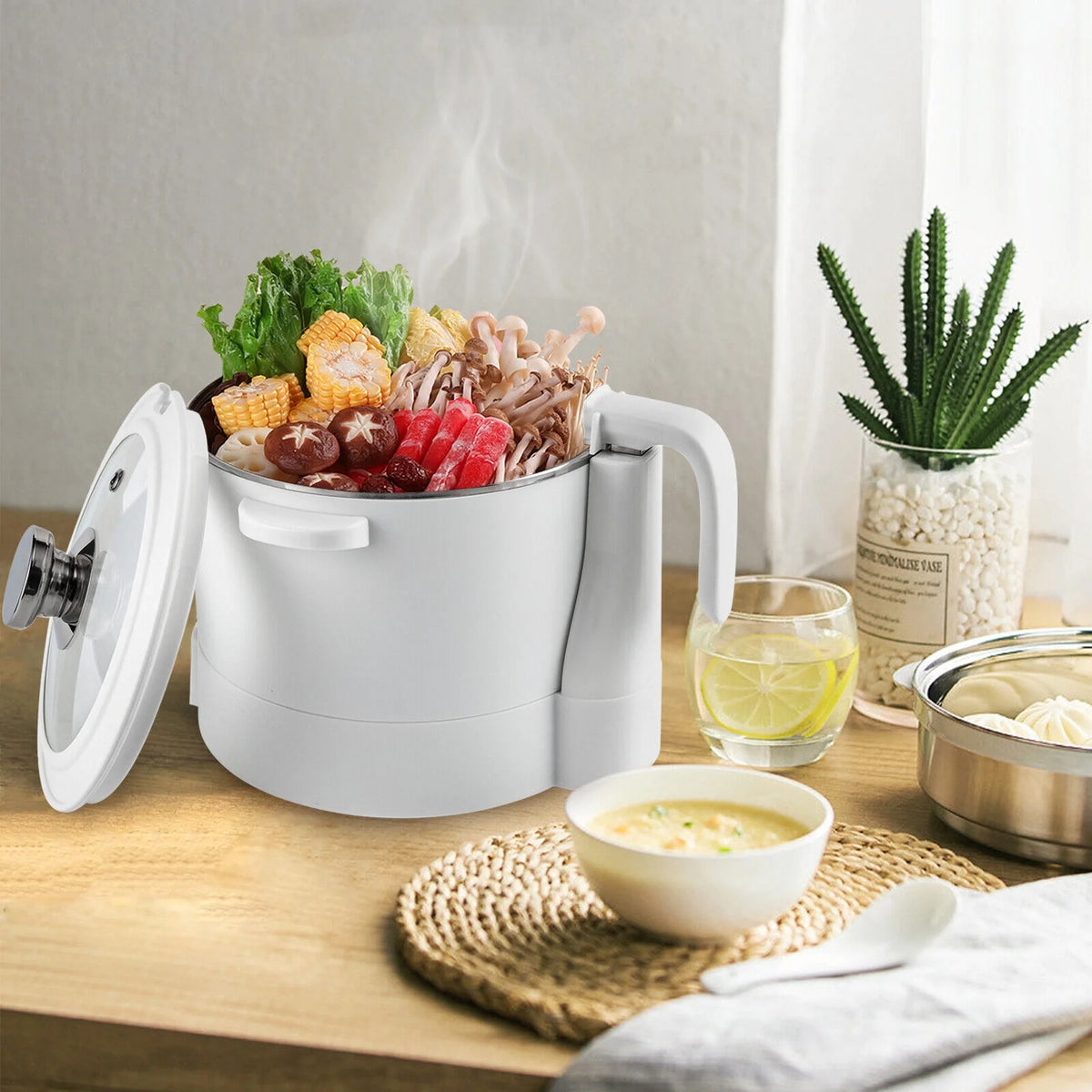 3L Electric Hot Pot with Steamer Nonstick Coating Q794