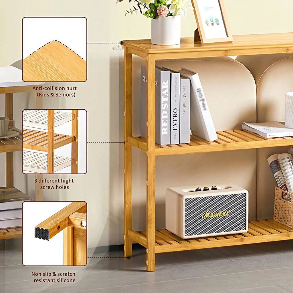 3 Tier Bamboo Console Table with Shoe Storage C944827