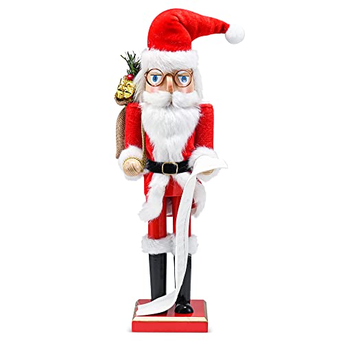 Wooden Nutcracker Santa Clause with Red Bag of Gifts 15" T36234