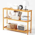 3 Tier Bamboo Console Table with Shoe Storage C944827