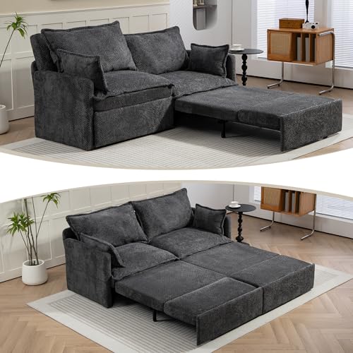 Queen Size Corduroy Convertible Sofa Bed with Storage Pockets C337