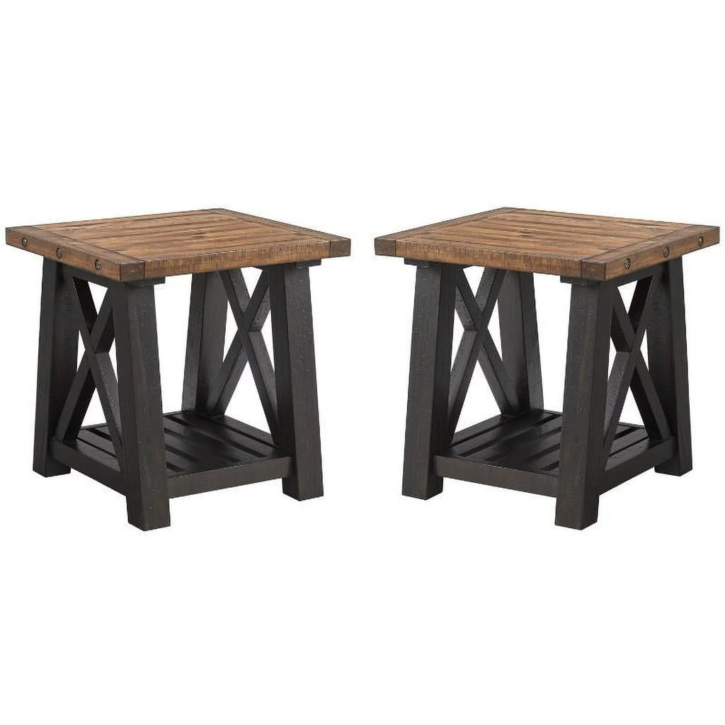 Black Solid Wood End Table Set of 2 H278837
