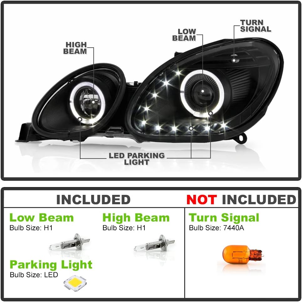 Black LED Projector Headlights H658313