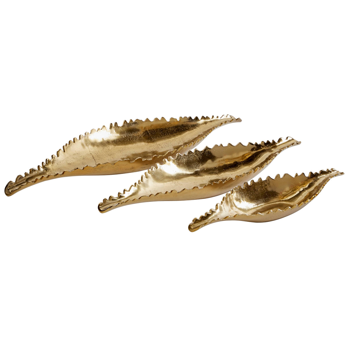 Large Metallic Gold Metal Boat Trays, Set of 3 T3188