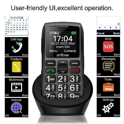 Black Big Button Cell Phone Unlocked LTE G6484