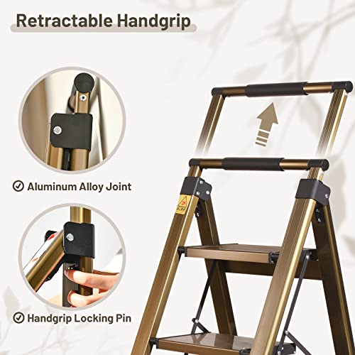5 Step Aluminum Folding Ladder with Anti-Slip Wide Pedal K378327
