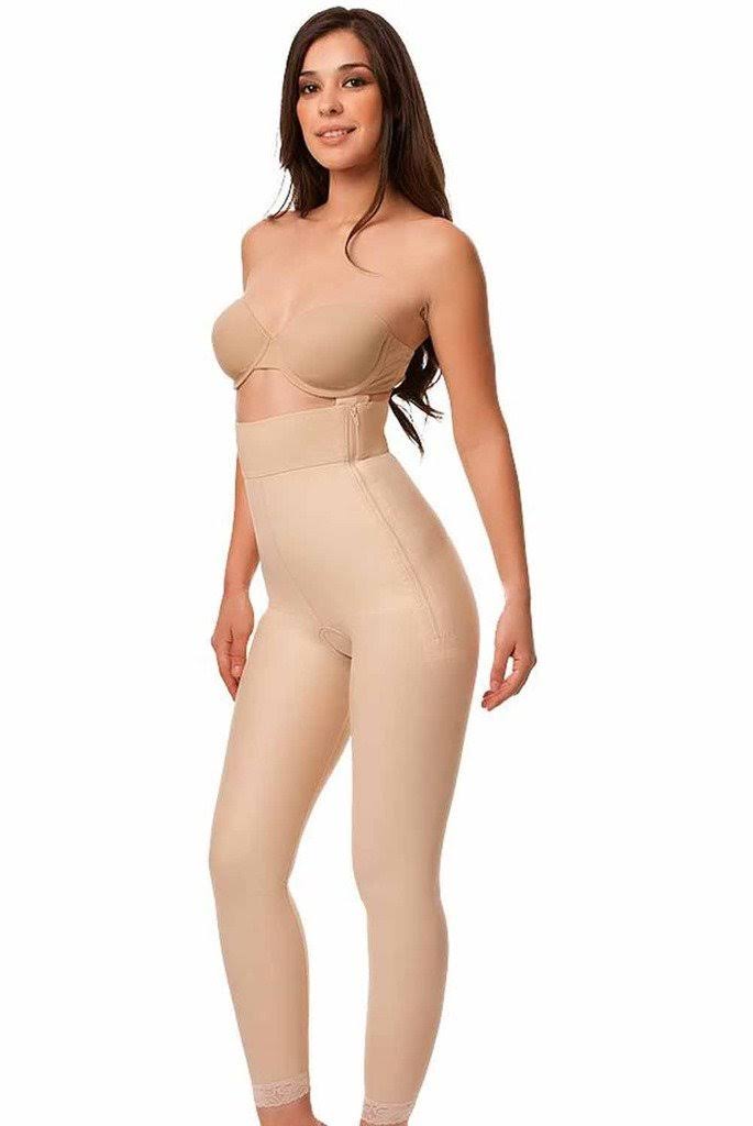 High Waist Girdle with Zippers Ankle Beige - 2XL B582860