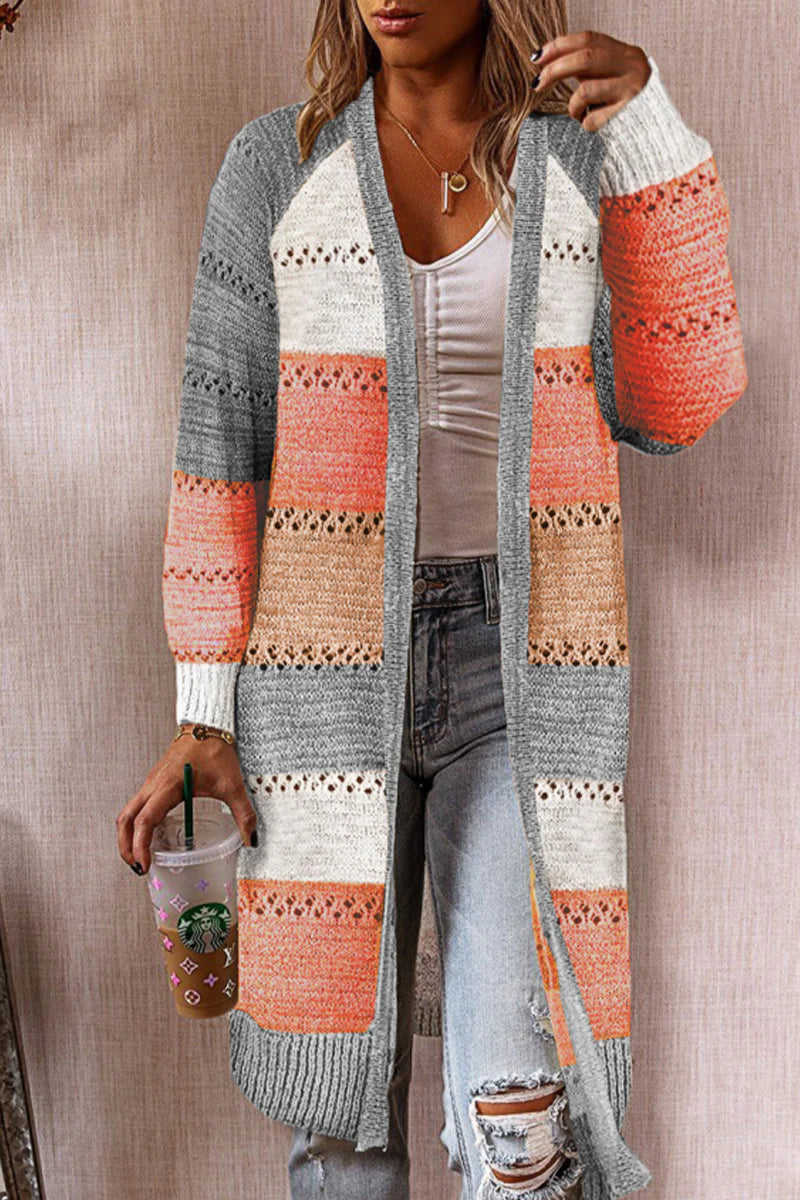 Casual Patchwork Cardigan Outerwear Q88381