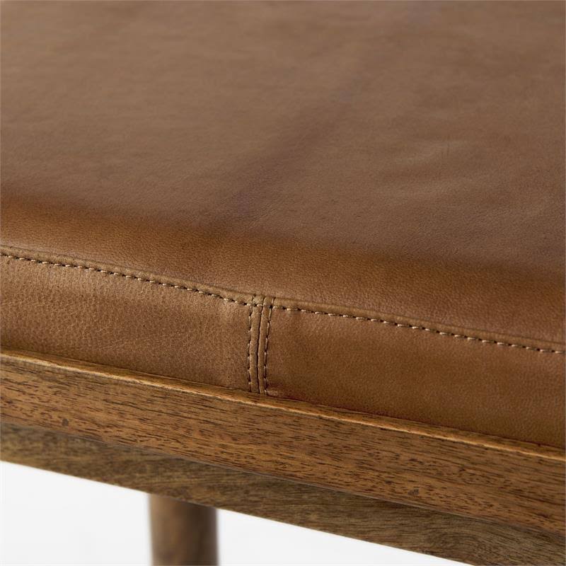 Cognac Brown Leather Medium Brown Wood Bar Stool L290426