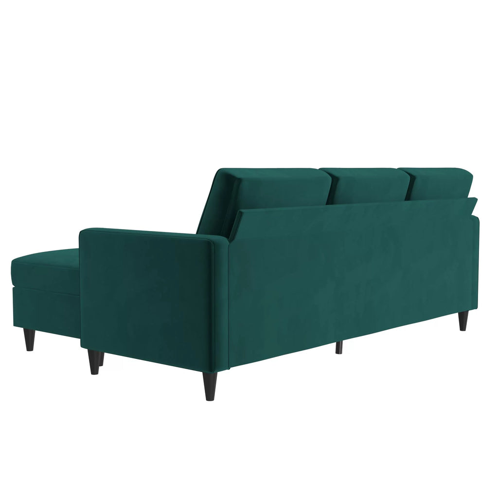 Green Velvet Reversible Sectional Sofa P339