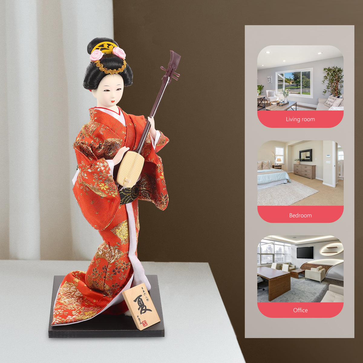 Japanese Geisha Ornaments Antique Statue Miniature Dolls Kimono E58750