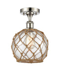 Polished Nickel Farmhouse Rope Semi-Flush Mount Light Q7680