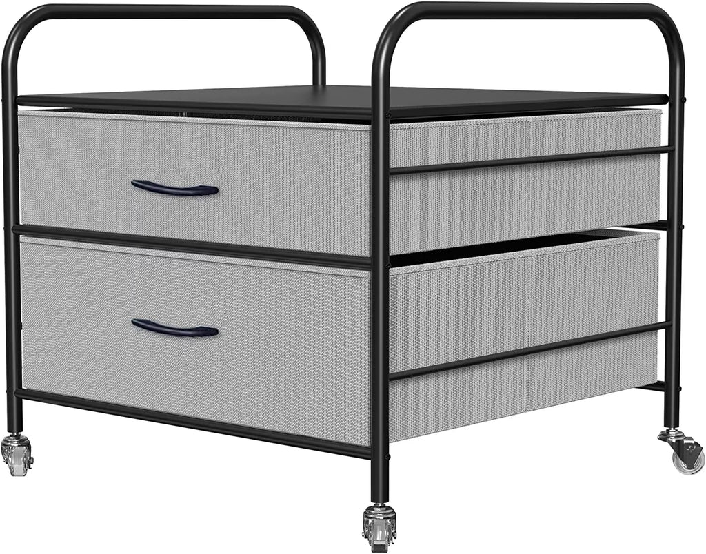 Mini Fridge Stand with 2 Drawer Metal Frame with 4 Swivel Wheels F882071