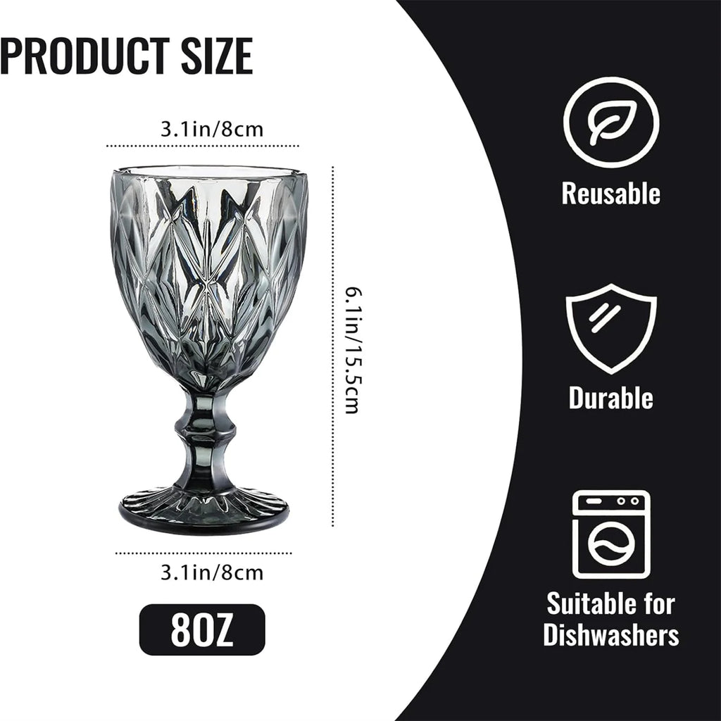 Smoke Gray 8 Ounce Wine Glass Set of 6 K88360
