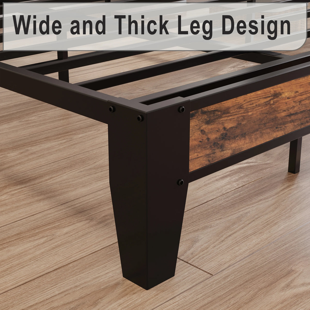 King Metal Bed Frame with Black Storage Headboard V618881