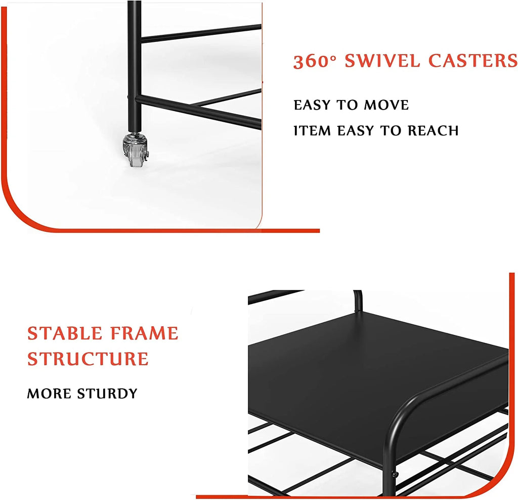 Mini Fridge Stand with 2 Drawer Metal Frame with 4 Swivel Wheels F882071