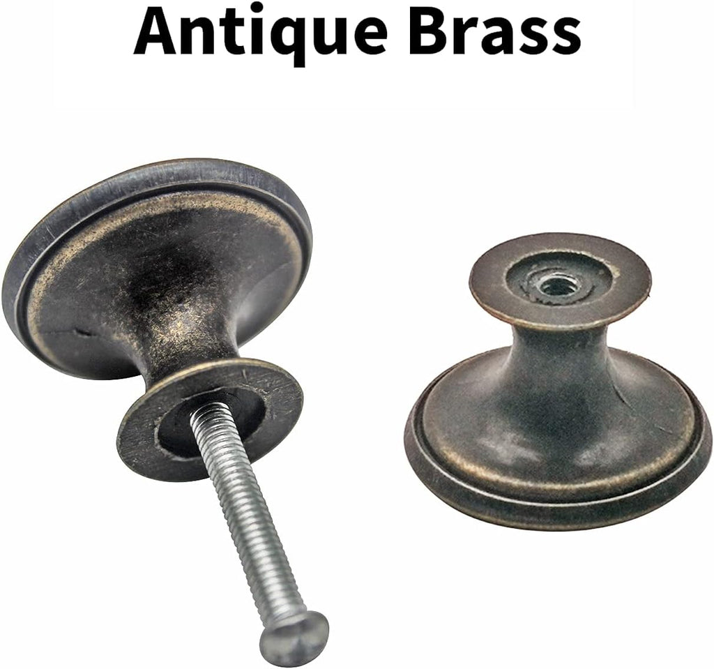 Antique Brass 6 Pack 1.18 inch Cabinet Knobs and Pulls R5102