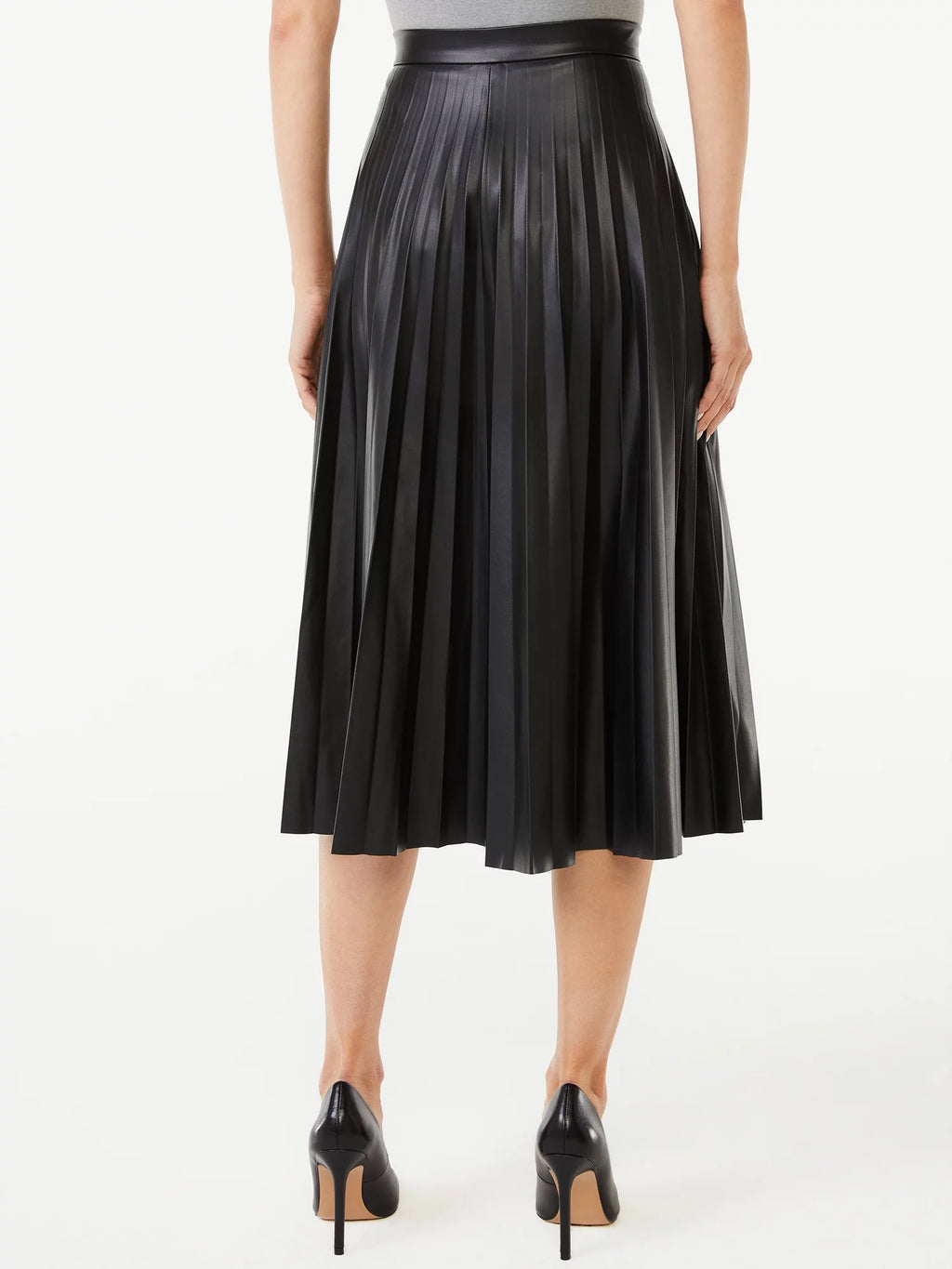 Women’s Faux Leather Pleated Skirt H17415