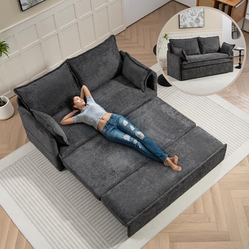 Queen Size Corduroy Convertible Sofa Bed with Storage Pockets C337