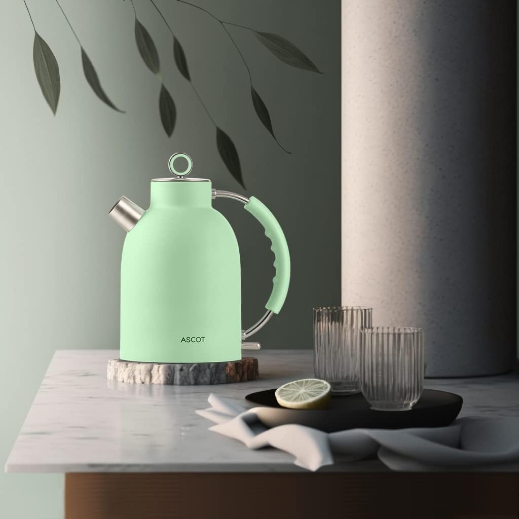 Stainless Steel 1.5L 1500W Retro Electric Kettle Matte Green Y94755