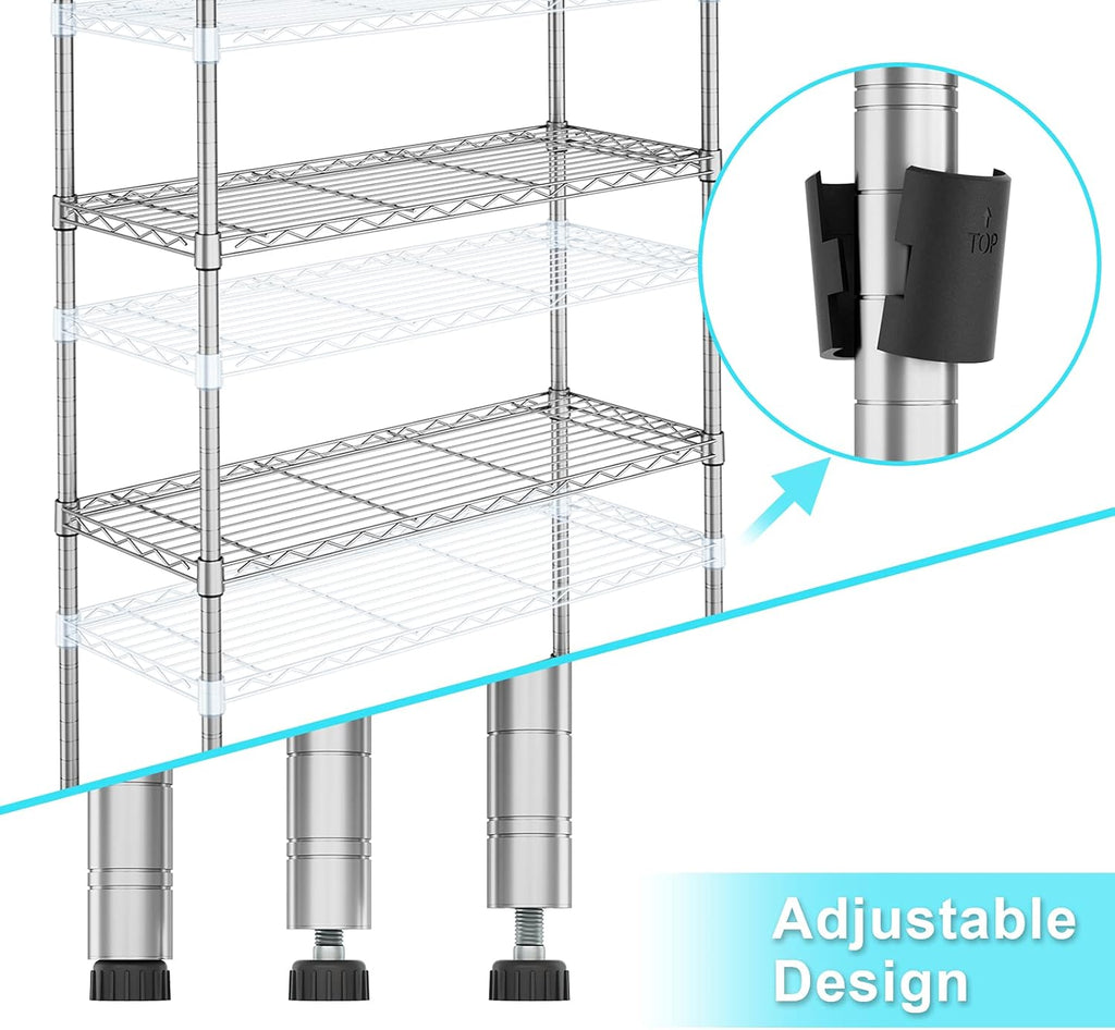 Chrome 5 Tier Rolling Metal Utility Cart Y53420