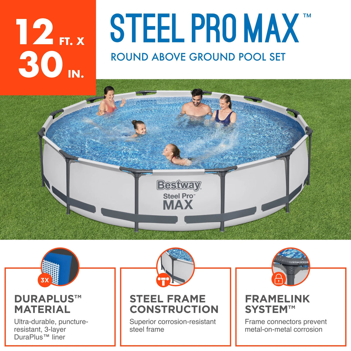 Steel Pro Max Swimming Pool Set with Filter Pump X9736