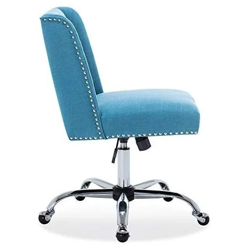 Blue Linen Upholstered Office Chair C5991