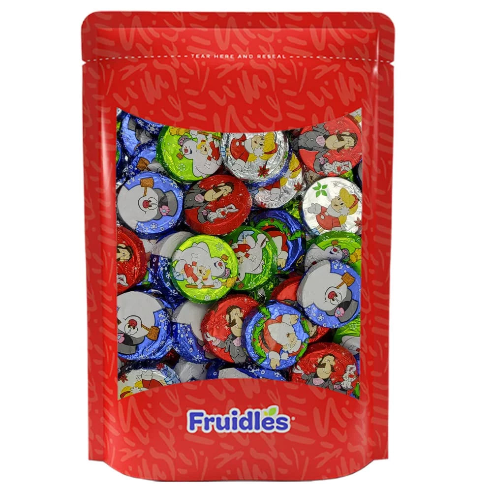 Christmas Milk Chocolate Snowman Themed Discs, Double Crisps, Individually Wrapped Foils (1 Pound) P213805