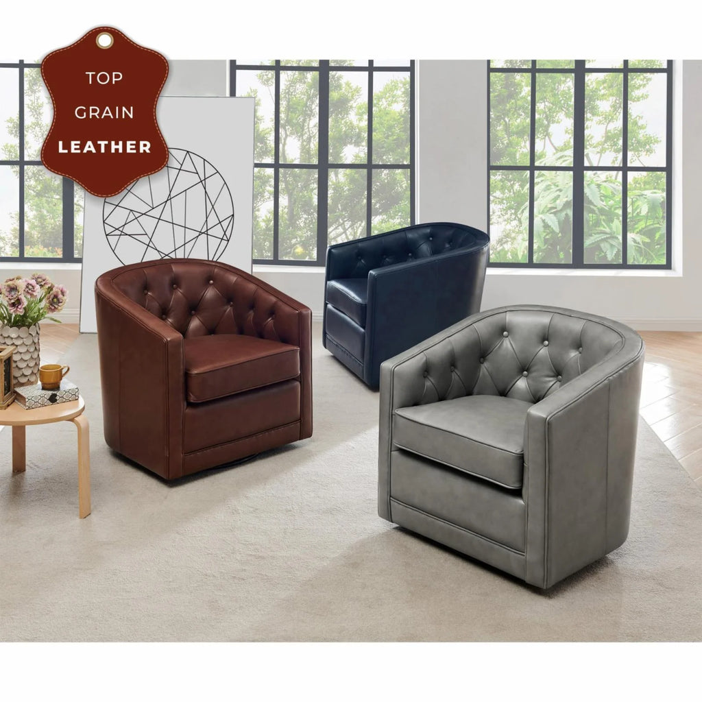 Top Grain Leather Swivel Chair U16865