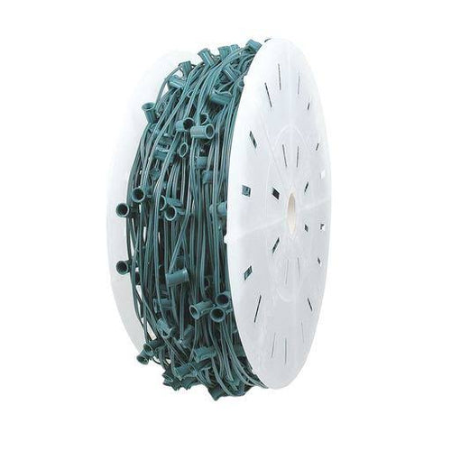 1,000 Foot C7 Christmas Stringer Bulk Reel, Green Wire, Candelabra Base F646