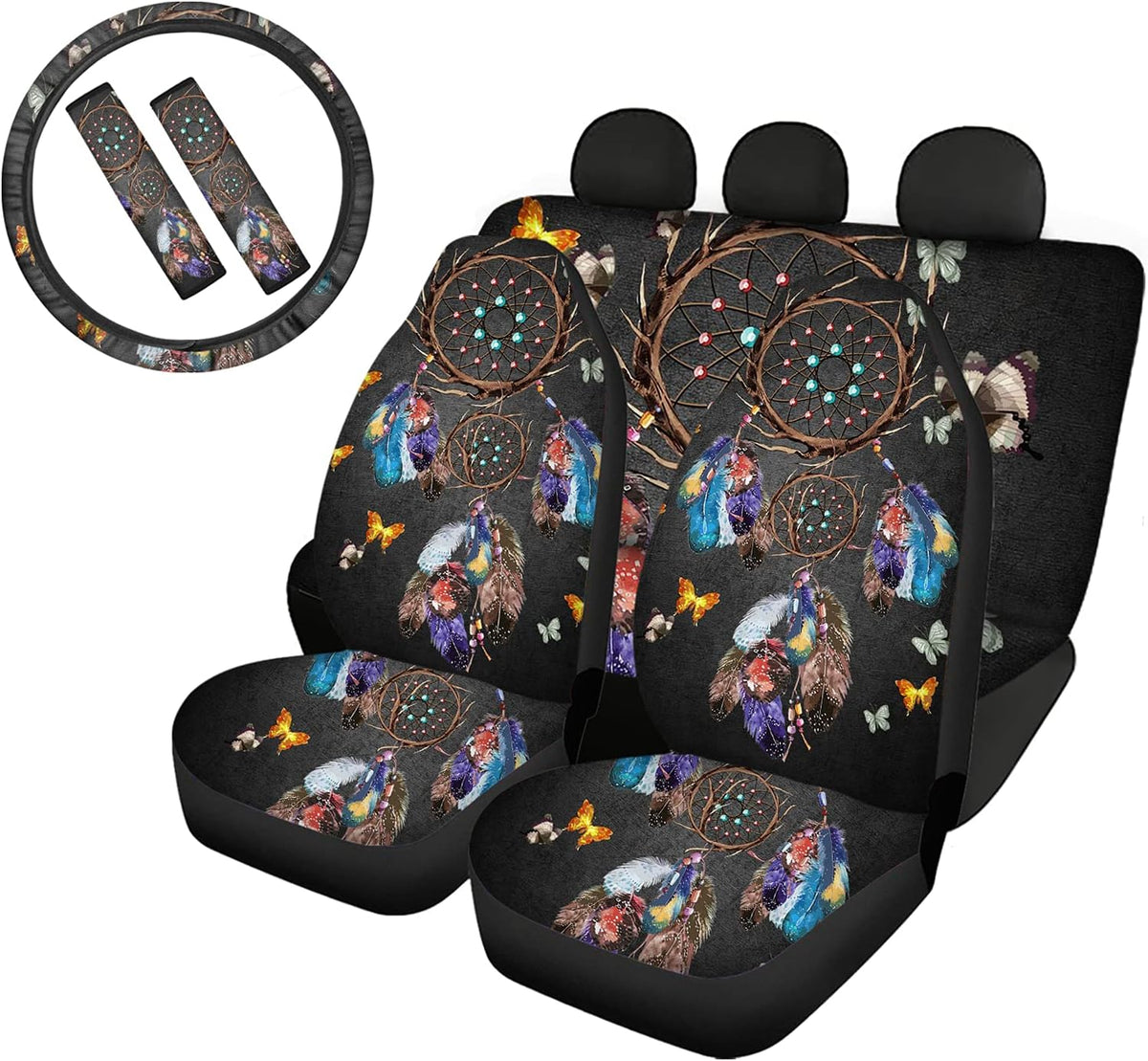 Car Seat Covers and Steering Wheel Cover and Seat Belt Pads Q8126