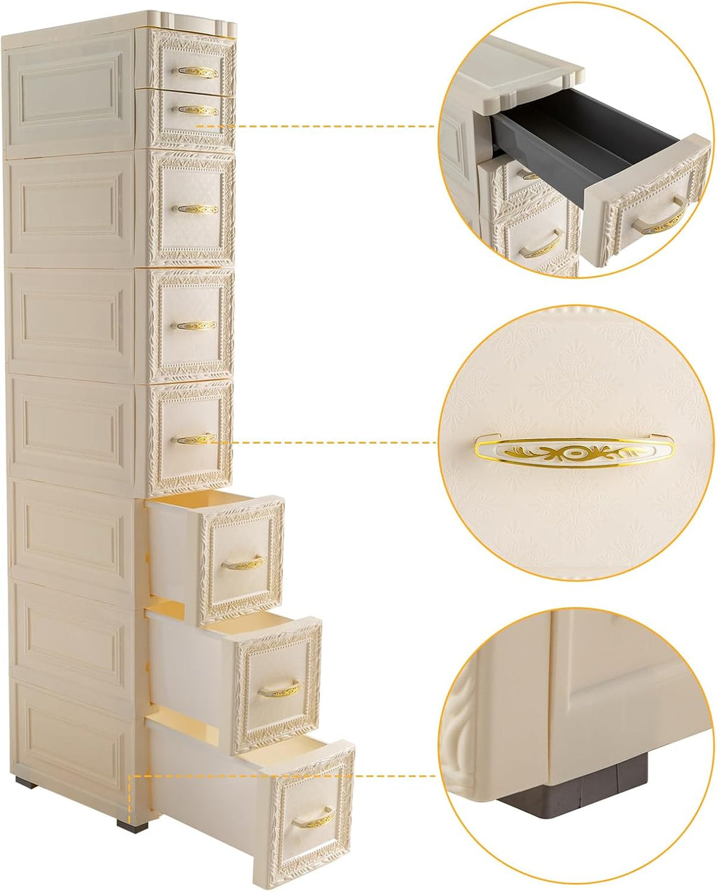 8 Drawer Narrow Storage Cabinet with Pull Handles I301387