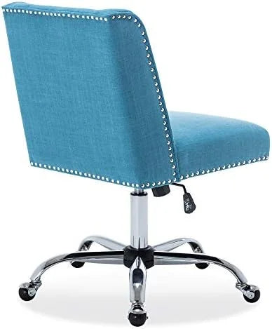 Blue Linen Upholstered Office Chair C5991