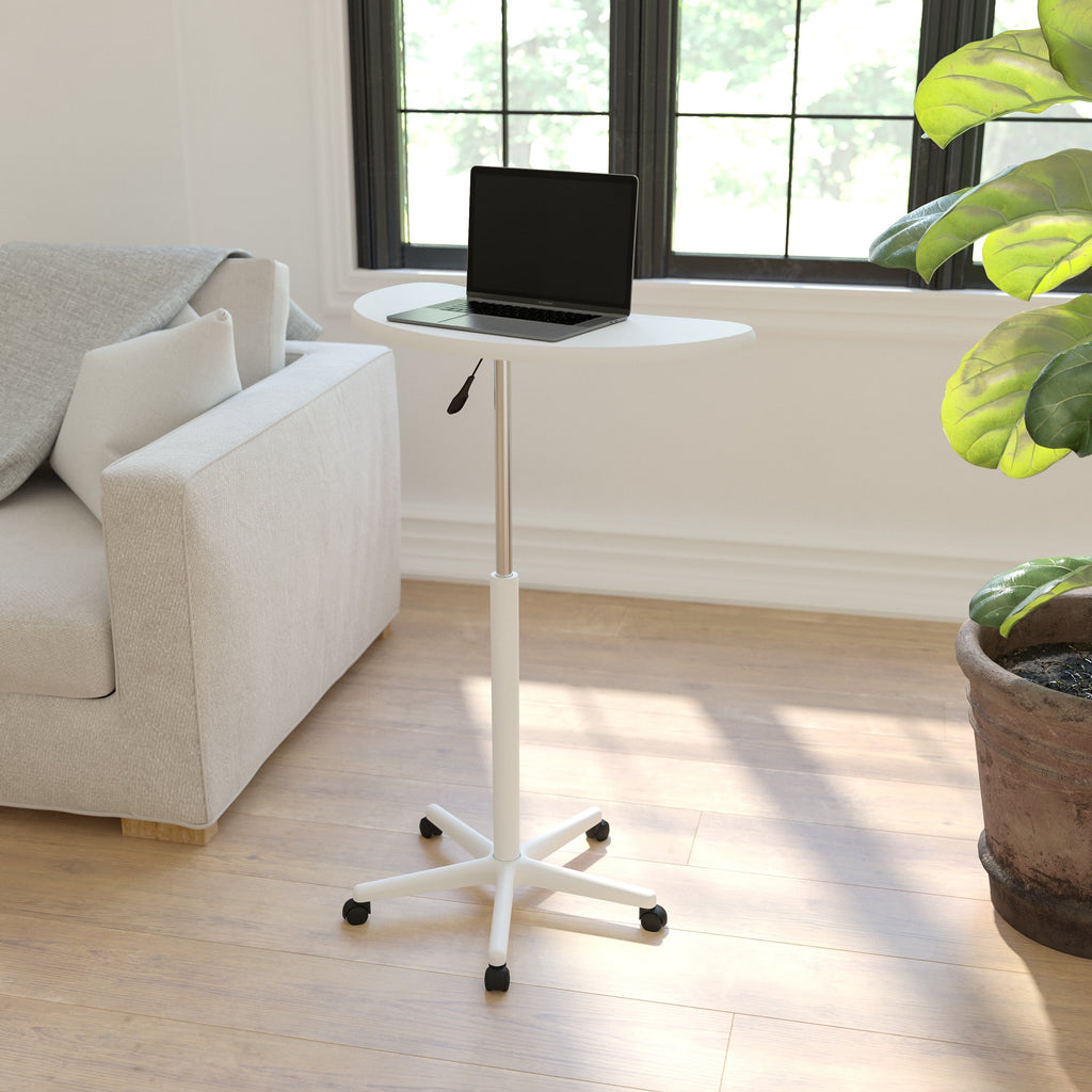 White Sit to Stand Mobile Laptop Desk W4199