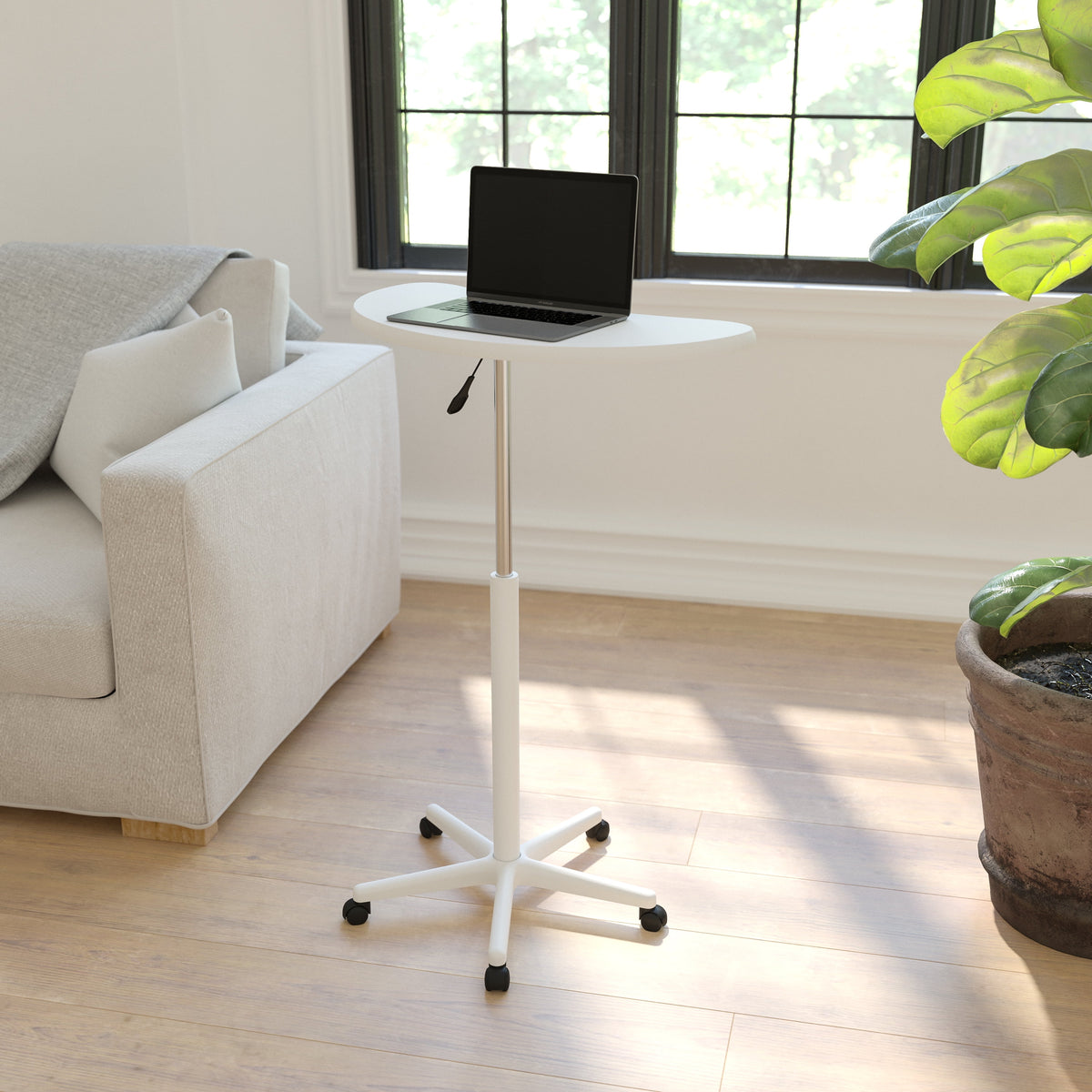 White Sit to Stand Mobile Laptop Desk W4199