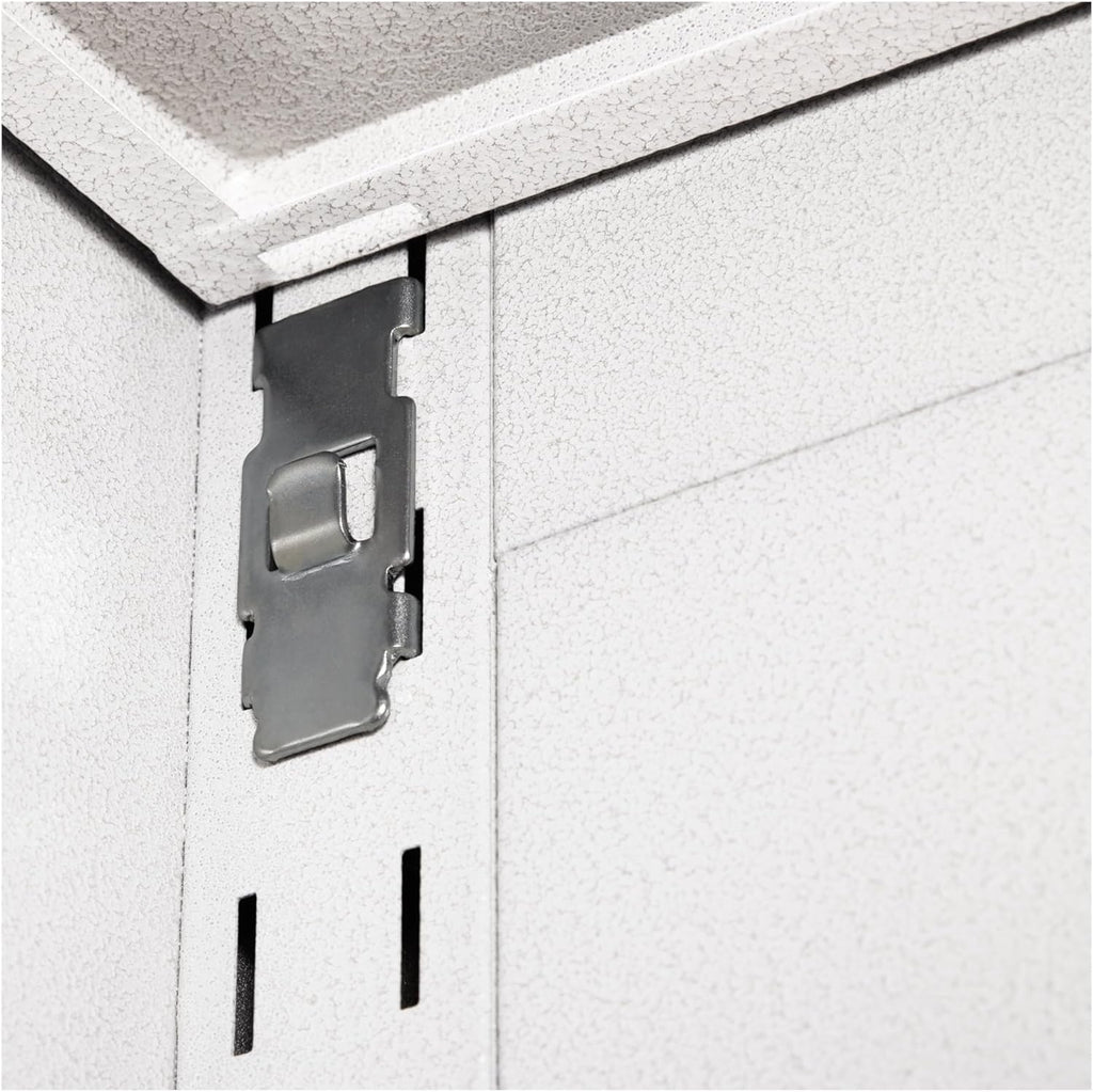 2-Piece Heavy Duty Solid Steel 2-Door Lockable Wall Storage Cabinet Set, 36" W x 18" D x 90.5" H, White R165
