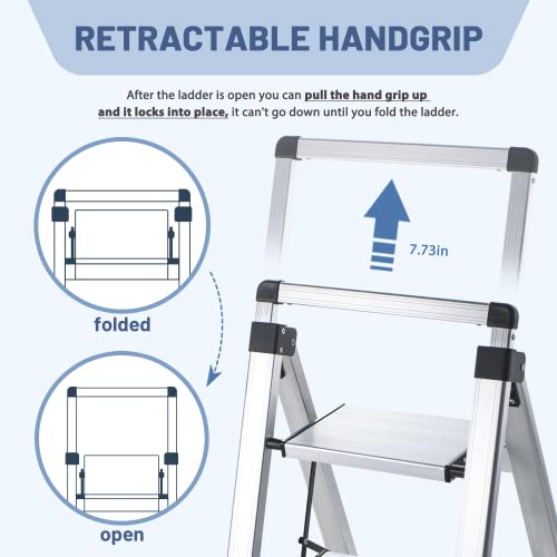 5 Step Aluminum Folding Ladder with Anti-Slip Wide Pedal K378327